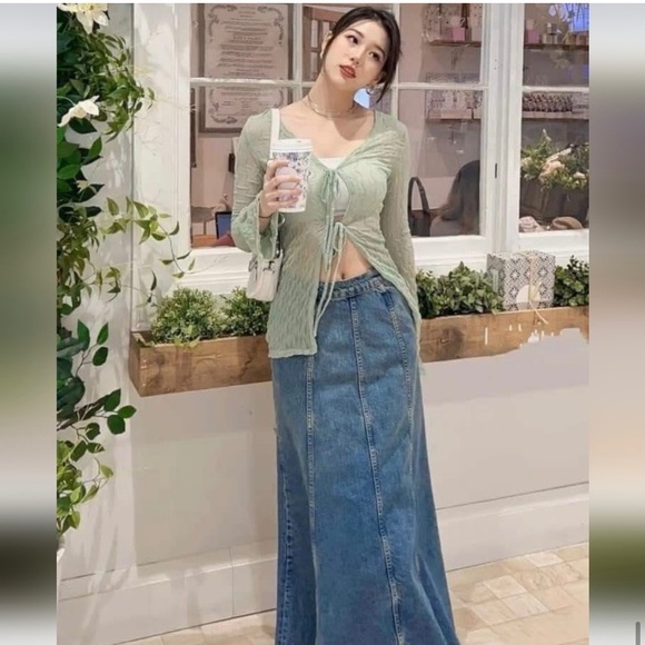 NWT ZARA ZW LONG DENIM SKIRT - Picture 9 of 15